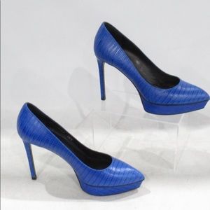 Saint Laurent Snakeskin Embossed Platform Pumps-